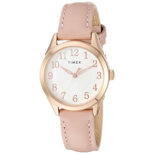 Timex Women's TW2T66500 Briarwood 28mm Pink/Rose Gold Genuine Leather Strap Watch