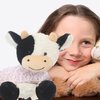 FCLEIH Cow Stuffed Animals, 9" Soft Cuddly Sit Cow and Cow Keychain, Cow Plush Animal Toy Great Gift for Kids (Black)