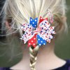 White Blue Red Hair Clips 4th of July Bows Clips Grosgrain Hair Barrettes Independence Day Headwear Girls Kids Boutique Hairpin Stars Hair Accessories Alligator Clips Supplies Party Decorations 4PCS