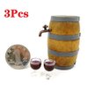 EatingBiting 1:12 Doll Mini House Christmas House Miniature Furniture Beer Barrel Cask Beer Keg Beer Mug 3Pcs Set (1 Beer Barrel & 2 Cup) Photography Props House Ornaments