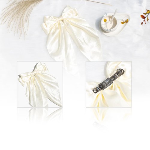 Cream Large Bows for Girls Hair Bows for Women,Long Satin Bows for Hair Bows for Girls 1 Pcs