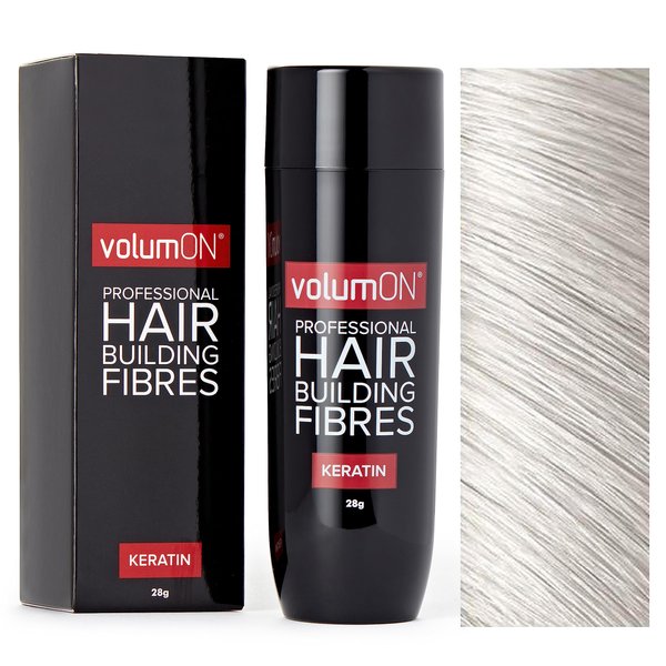 Volumon Professional Hair Building Fibres- Hair Loss Concealer- KERATIN- 28g- Get Upto 30 Uses- CHOOSE FROM 8 COLOUR SHADES (White)