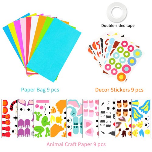 WATINC 9Pack Hand Puppet Art Craft Paper Sock Puppets DIY Making Your Own Puppet Kits Party Favors Wiggle Googly Eyes Storytelling Party Supplies Imaginative Play Birthday Party for Boys Girls