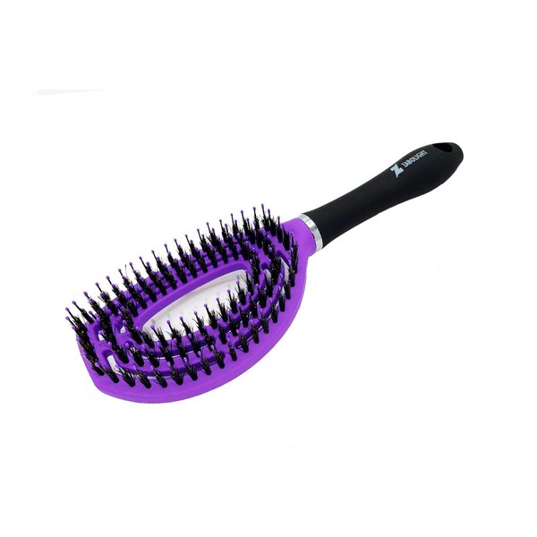 Zabolight Detangling Flex Brush Natural Boar Bristle Hair Brush for Kids, Women, and Men - Detangle All Hair Types Wet Or Dry (Purple)