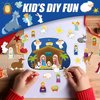 Kepeel 64PCS Christmas Nativity Scene Craft Kits for Kids, Make a Nativity Scene Hanging Ornament Christmas DIY Nativity Craft Kits Christmas Tree Ornament Kit for Party Home Classroom Game Activities