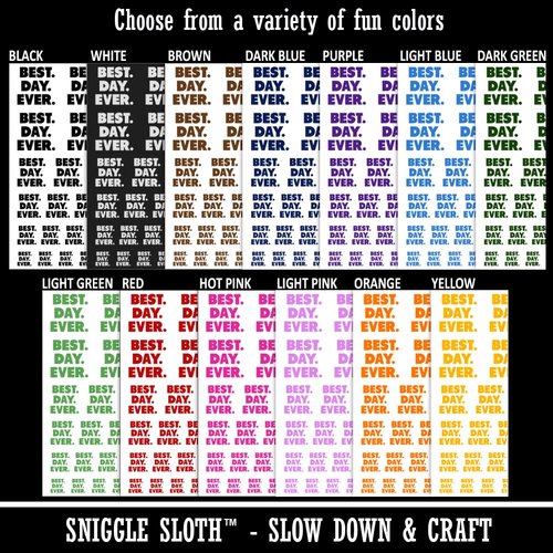 Best Day Ever Bold Text Temporary Tattoo Water Resistant Fake Body Art Set Collection - Orange (One Sheet)