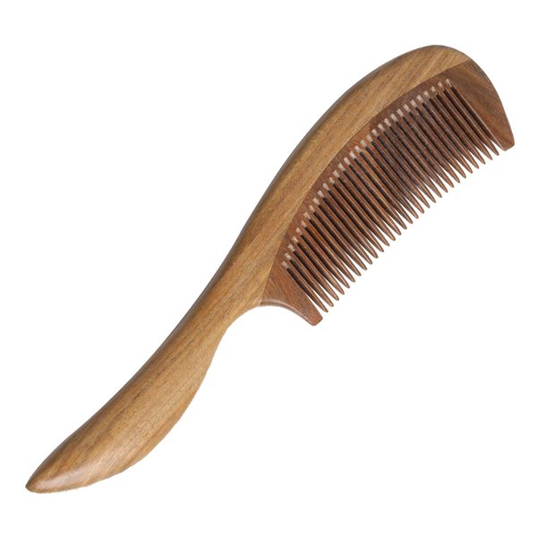 Handmade Natural Green Sandalwood Hair Combs Anti-Static Sandalwood Scent Natural Hair Wooden Comb with Storage Bag Portable Travel for Massaging Scalp Women Men Kids