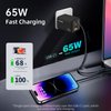 65W USB C Charger, 3 Ports USB Wall Charger, PD3.0 GaN USB C Charger for Travel, Fast Charger USB C for MacBook Pro/Air, iPad, Galaxy S24 Ultra, Dell XPS, iPhone 15 Pro and More(Black)