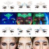 6Sheets Face Jewels Gems Self-Adhesive Rhinestone+30g Chunky Face Body Eye Hair Glitter, Rave Festival Outfits Clothes Iridescent Crystals Stickers Rainbow Body Makeup Tattoo Kit(3 luminous)