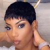 SAEIALL Pixie Cut Wig for Black Women Human Hair 1B Short Wigs for Women Human Hair Brazilian Real Human Hair Glueless Wig Black Short Layered Wigs with Bangs Full Machine Made Wig (Black)