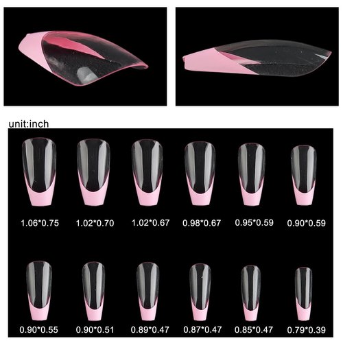 Fcozpjk French Tip Press On Nails Pink, Short Coffin French Tips Stick On Nails, Wearable False Nail Tips Full Cover Soft Gel Tips, Y2K Design Glue On Nails in 12 Sizes, Nail Salon Supplies