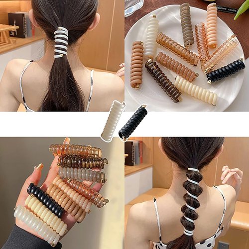 9Pcs Braided Telephone Wire Hair Bands Ponytail Hair Ties for Women Girls Phone Cord Spiral Scrunchies Wedding Birthday Party Daily Hair Accessories