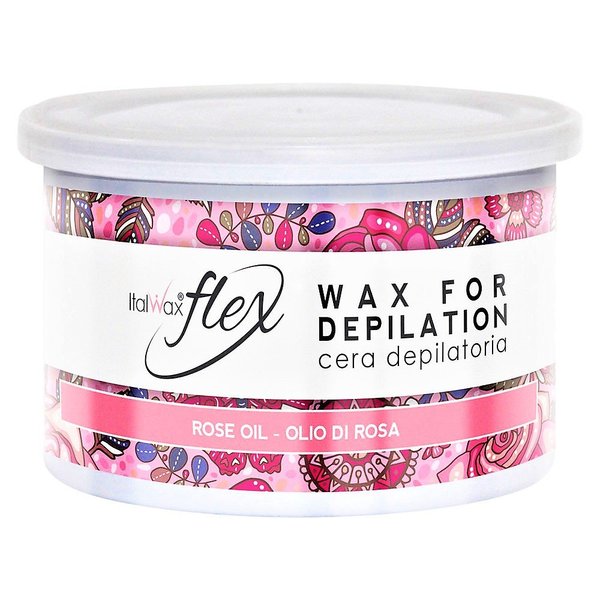 Italwax Flex Rose Oil - 397g / 14oz - Soft wax for hair removal - Unscented - Liposoluble syntetic formulation - Ideal for waxing all body area​