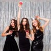 Silver Tinsel Foil Fringe Curtain Backdrop, 3.3 x 8.2 ft Metallic Glitter Curtain Streamers, 2 Pack Silver Photoboth for Birthday New Year Eve 2024 Disco Party Decorations