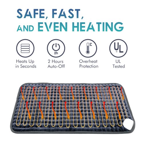 DAILYLIFE Heating Pad for Back Pain Relief, 20" x 24" Electric Heating Pads for Cramps, Back, Shoulder and Neck with 6 Heat Settings, Fast-Heating Technology, Auto Shut Off, UL Certificated, Deep Blue