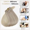Full Shine Balayage Clip in Hair Extensions Blonde Human Hair Ash Blonde Mix Platinum Blonde Color 18/22 to 60 Blonde Clip in Extensions Real Human Hair Pu Weft 8Pcs 120Grams 16 Inch