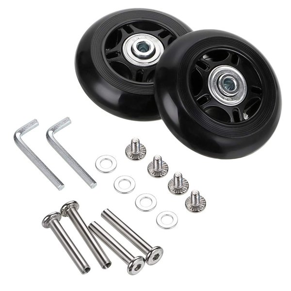 OwnMy 80mm x 24mm Luggage Suitcase Replacement Wheels, Rubber Swivel Caster Wheels Bearings Repair Kits, A Set of 2