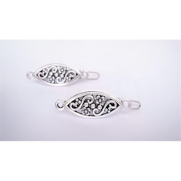Generic 2 small silver scroll and flower metal barrette hair clip for fine thin hair