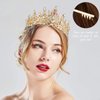 TOBATOBA Rhinestone Gold Crown for Women Gold Tiara Birthday Queen Crown Wedding Tiara for Women Crystal Tiaras and Crowns Royal Princess Quinceanera Headpiece for Prom Pageant Bride Halloween Cosplay