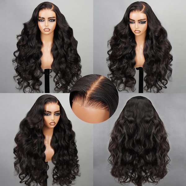 SUPERLOOK 6x5 Wear and Go Glueless Wigs Human Hair Pre Cut Lace 220% Density Body Wave Lace Front Wig Human Hair 12A Body Wave Wig Real Bleached Tiny Knots (20inch, 5X6 Body Wave Wig)