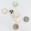 Cute Natural Abalone Shell Round Design Foldable Phone Handle, Phone Accessory for Smartphones or Tablets (Magnetic, White Abalone Shell)