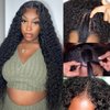 Deep Wave U Part Human Hair Wig Curly U Part Wigs Glueless Human Hair wigs for Black Women None Lace Front Wigs Full Head Clip In Half Wig UPart Hair Extension Natural Color 180% Density 26inch