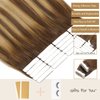Loxxy Tape in Hair Extensions Seamless Skin Weft Brazilian Natural Remy Thick Human Hair Ombre Chocalate Brown Fading into Chocolate Brown With Strawberry Blonde Highlight R#4-4/27 20pcs 50g 16Inch