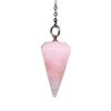 Crystal Pendulum Made of Natural Rose Quartz Gemstone for Dowsing Divination Chakra Reiki. Pointed with Chain and Jewelry Pouch