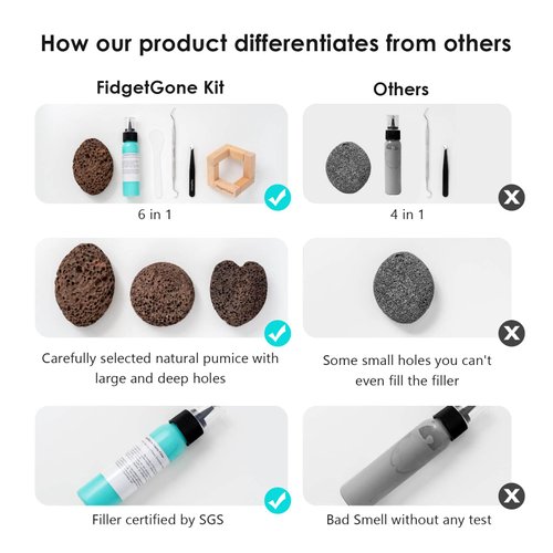 Pick Stone for Anxiety Relief, Pick Peel Calming Stone, Reduce Stress Fidget Picky Stone kit with Display Stand for Dermatillomania, ADHD, OCD