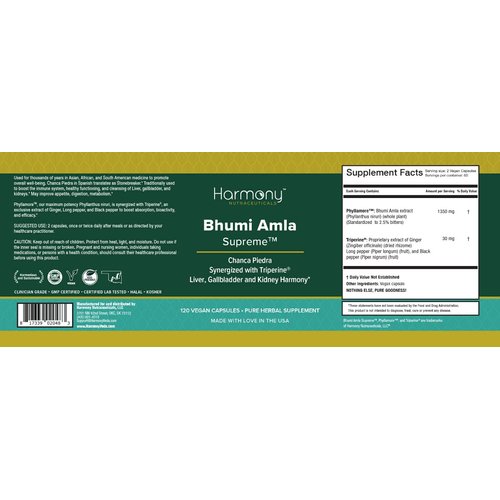 Bhumi Amla Supreme - Chanca Piedra – Harmony Nutraceutical Highest Potency, Maximum Bioactivity, Pure Herbal Supplement for Liver, Gallbladder & Kidney