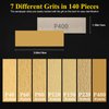 141Pcs Micro Detail Sander Kit, Anglecai 3.5” x 1” Mini Detail Sander for Small Projects, Finger Sander Detail Handel Sanding Tools with 7 Kinds of 140Pcs Sandpaper Grits: 40 60 80 120 150 220 400