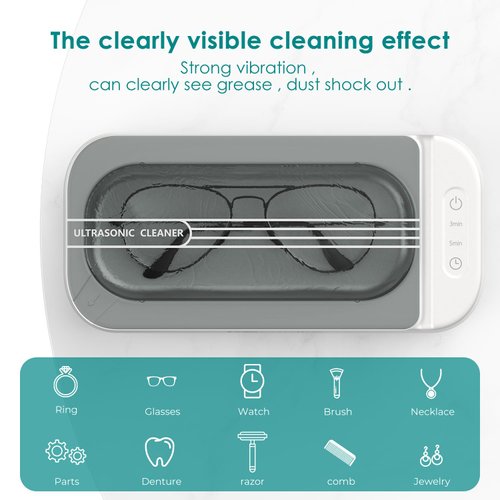 KECOOLKE Ultrasonic Jewelry Cleaner, 400ml Sonic Cleaner with Digital Timer for Eyeglasses, Rings, Coins，Silver，Denture Ultrasonic Cleaner Solution for Gifts