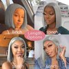 Grey Bob Wig Human Hair Lace Front Wigs 13x4 HD Lace Front Wigs Human Hair Pre Plucked Glueless Lace Bob Wigs 8 Inch 180% Density Short Bob Wig Middle Part Brazilian Virgin Human Hair Wigs for Women