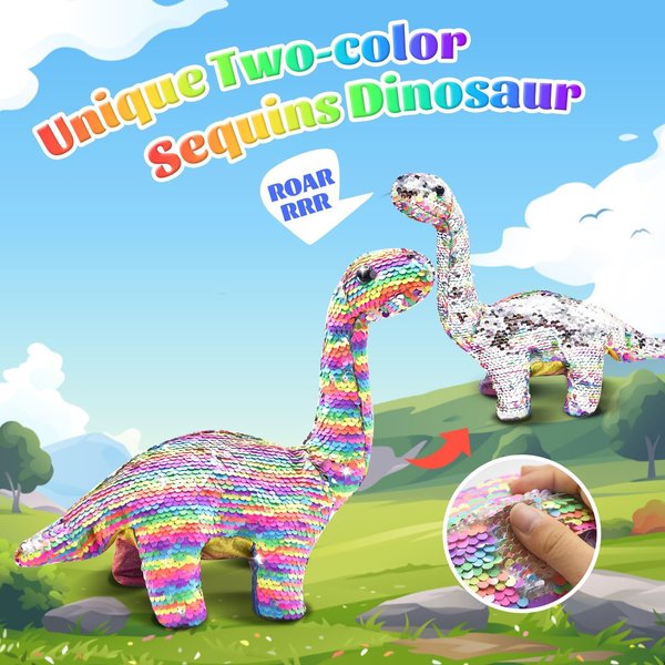 NEWCHEN Dinosaur Toys for Girls, Remote Control Reversible Sequins Dinosaur for Girls Age 3 Years Old & Up, RC Dino Can Repeat & Walk & Roar& Sing, Christmas Birthday Gifts for Toddlers Kids