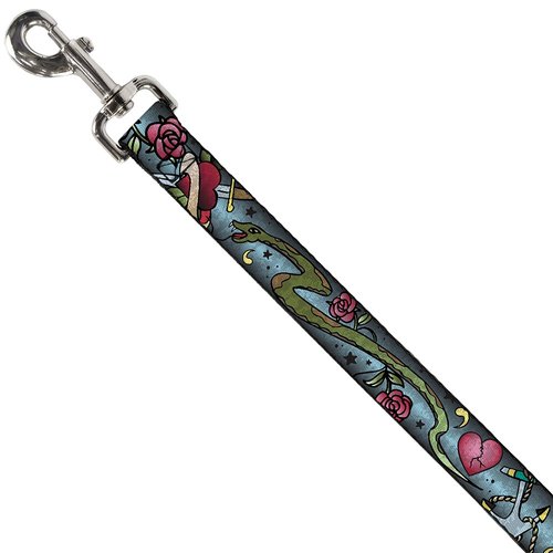 Buckle-Down Dog Leash Live Hard Die Young Close Up Turquoise 4 Feet Long 1.0 Inch Wide