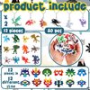 RoundFunny 86 Pcs Dragon Theme Birthday Party Favors Include 12 Felt Dragon Masks 12 Mini Dragon Figures 12 Flying Dragon Keychain and 50 Dragons Stickers for Birthday Gift