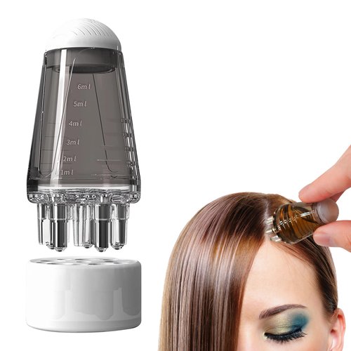 YeulYuuri Hair Oil applicator, Scalp Applicator Comb, Ball Root Comb applicator Bottle Scalp Massager Hair Growth， Hair Massager for Hair Growth, Ball Hair Oil Applicator Bottle（Grey）