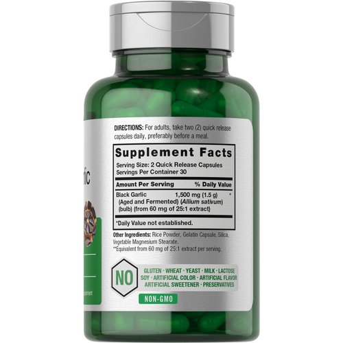 Horbäach Aged Black Garlic Capsules 1500mg | 60 Count | Fermented Extract Supplement | Non-GMO, Gluten Free