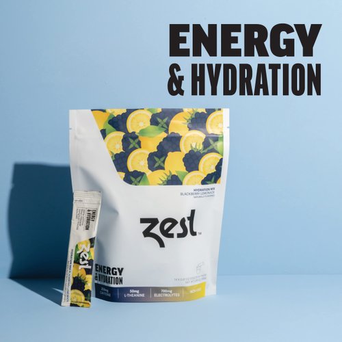 Zest Energy Drink Powder 250mg - Pre Workout Powder Drink with Electrolytes - Blackberry Lemonade - Mix w/Water - Low Sugar Liquid Rehydration - Natural Caffeine Energy - IV Pillars of Hydration