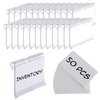 50pcs Labels for Storage Bins Plastic Label Clip, Basket Labels Clip On Wire Shelf Price Label Holder Merchandise Sign Display Holder, 50pcs Label Insert Included