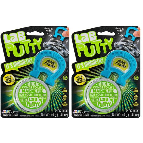 JA-RU Lab Putty Magnetic Slime with Magnet & Tin Container (2 Units) Squishy Fidget Toy Magnetic Putty for Kids. Non Sticky Slime. Anger Management Toys. Sensory Party Favors. 9575-2s