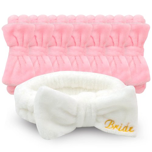 CIEHER 8 Pcs Spa Headbands for Bachelorette Party Favors, Bachelorette Party Spa Headband for Bride Bridesmaid, Bachelorette Gifts for Bride Skincare Makeup Headbands Face Wash Headbands