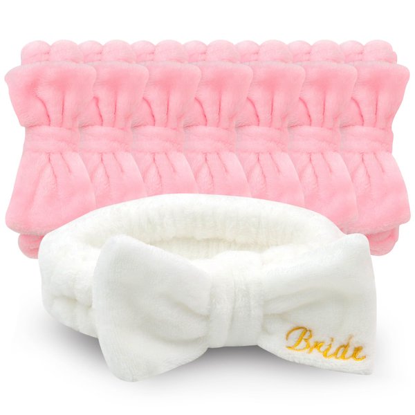 CIEHER 8 Pcs Spa Headbands for Bachelorette Party Favors, Bachelorette Party Spa Headband for Bride Bridesmaid, Bachelorette Gifts for Bride Skincare Makeup Headbands Face Wash Headbands