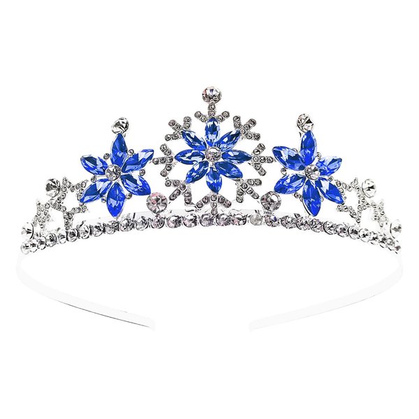 Arvintas Crystal Rhinestone Snowflakes Bridal Tiara, Silver Wedding Headband, Elegant Crown for Women Girls Bridal Wedding Prom Birthday Party Halloween Christmas (Blue)
