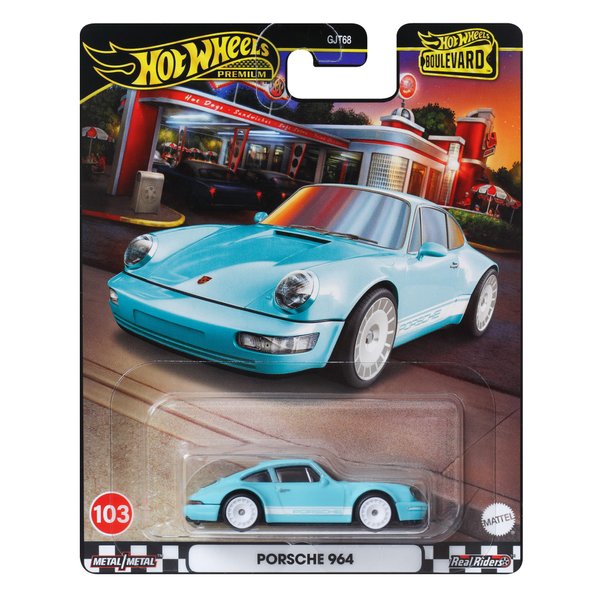 Hot Wheels Premium Boulevard Porsche 964 Diecast Car, Light Blue, 1:64 Scale Model