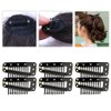 Jmkcoz 20pcs Snap-Comb Wig Clips with Rubber for Hair Extension Hairpiece DIY Clip in Hair Extensions 10-Teeth Wigs Weft Black Color