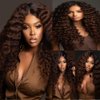 Chocolate Deep Wave Bundles Human Hair #4 Loose Brown Deep Curly Bundles Human Hair Dark Brown Bundles Double Weft Brazilian Human Hair Extensions for Black Women 10 12 14 inch 3 Bundles