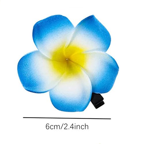 Plumeria Flower Hair, 24PCS Hawaiian Foam Flower Hair Clips, Hawaii Hair Clips for Women, Wedding Party Beach Hair Decorations