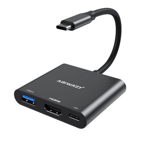 USB C to HDMI Adapter, 4K HDMI to USB-C Multiport Hub Adapter with 100W PD & USBA 3.0 Port, Type C Digital AV Converter for iPad Pro, MacBook Pro/Air, iPhone 15/16, Switch, TV, Monitor and More(Black)