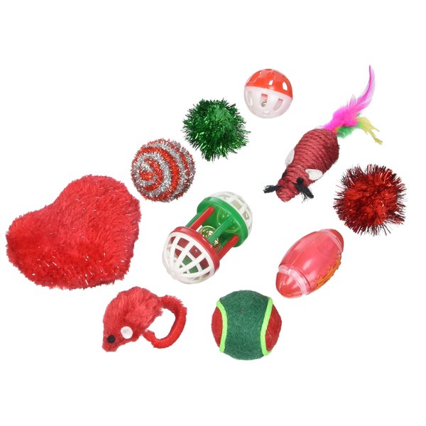 Grriggles Zanies Fun Filled Holiday Cat Stocking with Assorted Cat Toys